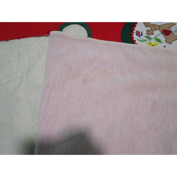 Vintage Holiday Tree Skirt With Heart Birds Reindeer Embroidery Poly Blend GUC - Picture 6 of 16